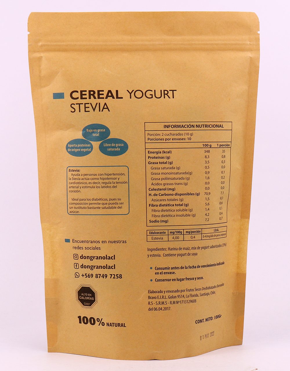 Cereal Yogurt Stevia 100 Grs Don Granola-2